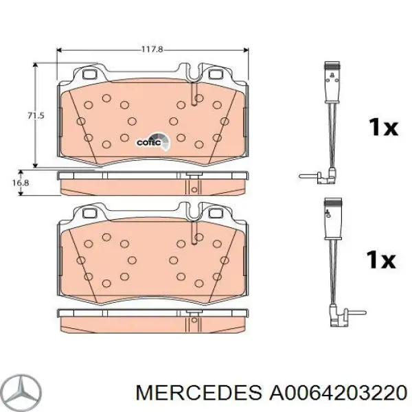 Тормозні колодки Mercedes A0064203220