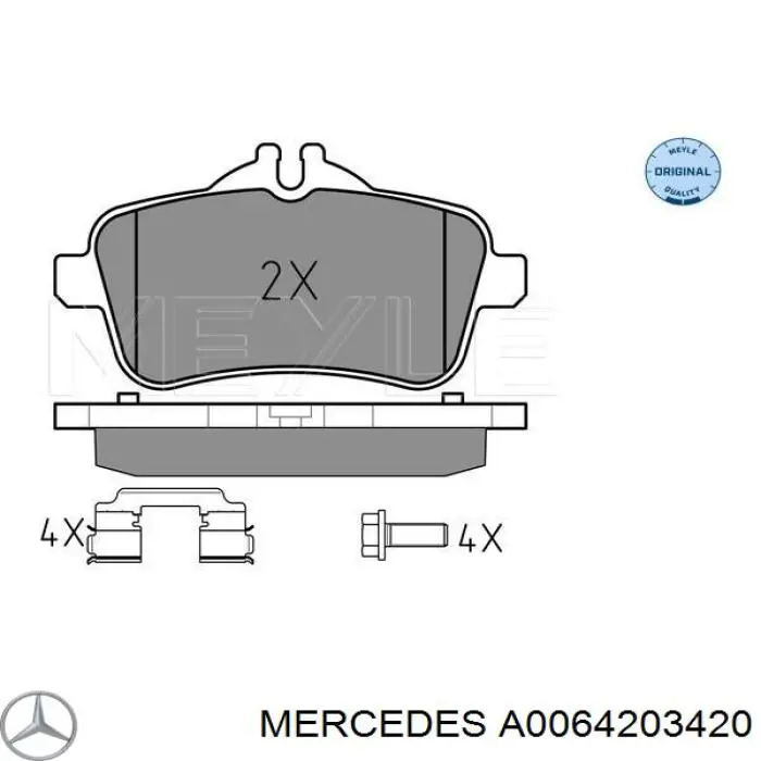 A0064203420 Mercedes колодки гальмові задні, дискові