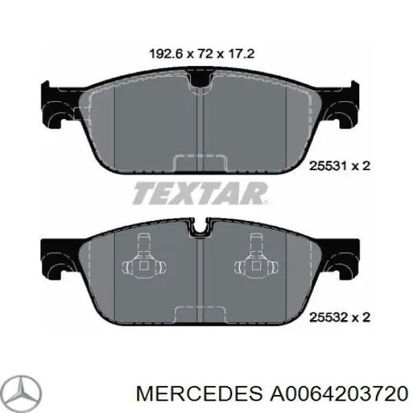 Колодки гальмівні передні, дискові A0064203720 Mercedes