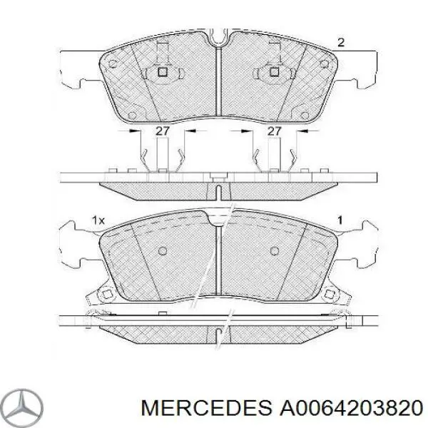 Купити A0064203820 Mercedes Колодки гальмівні передні, дискові