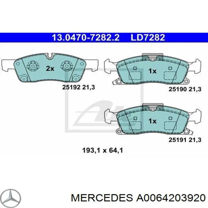 A0064203920 Mercedes колодки гальмівні передні, дискові