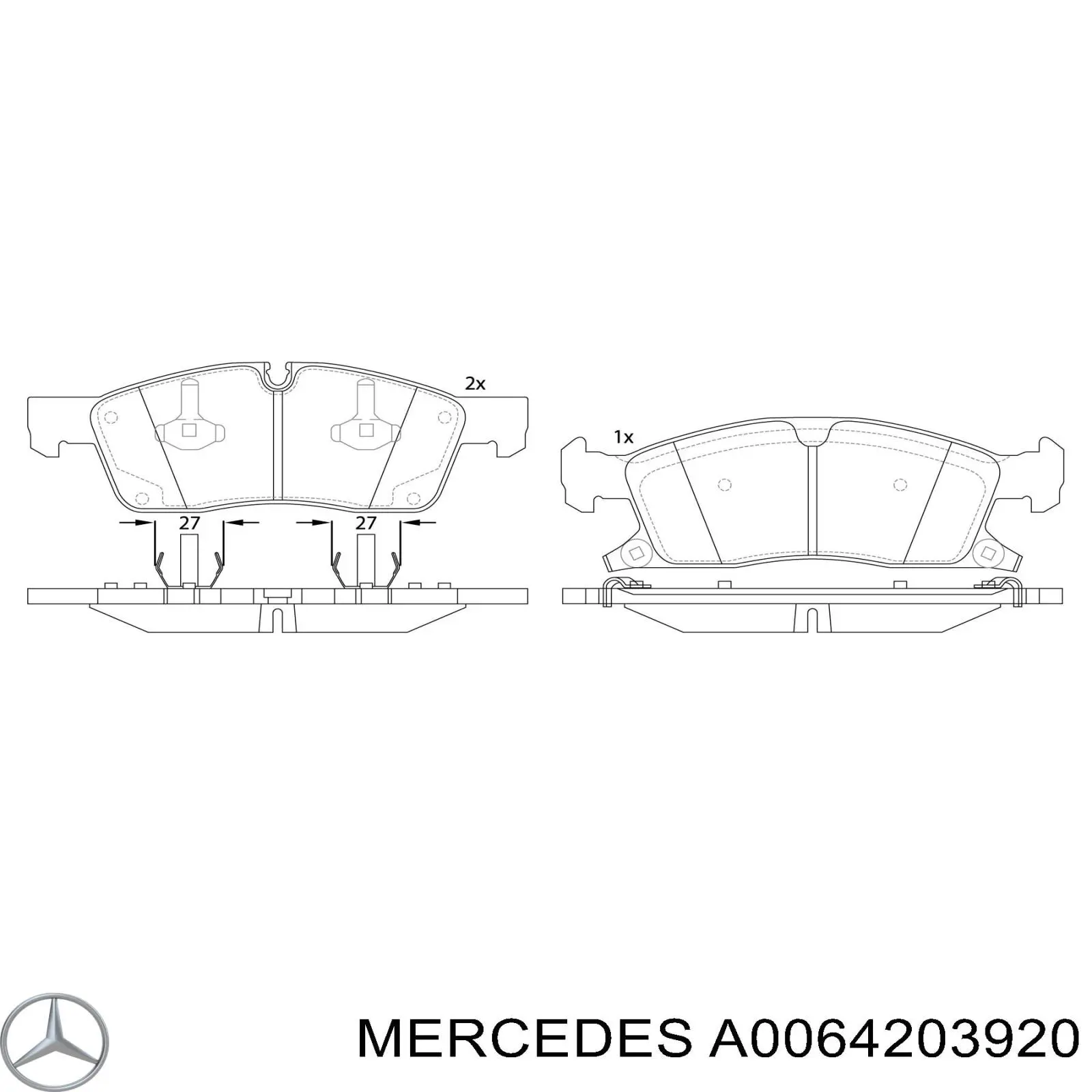 Купити A0064203920 Mercedes Колодки гальмівні передні, дискові