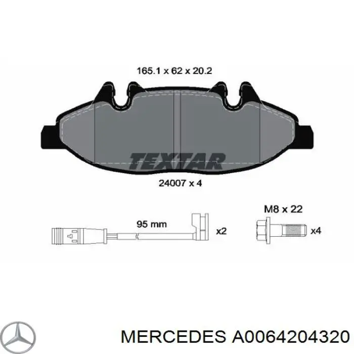 Гальмівні колодки Mercedes A0064204320 ціна, від 32.68 USD