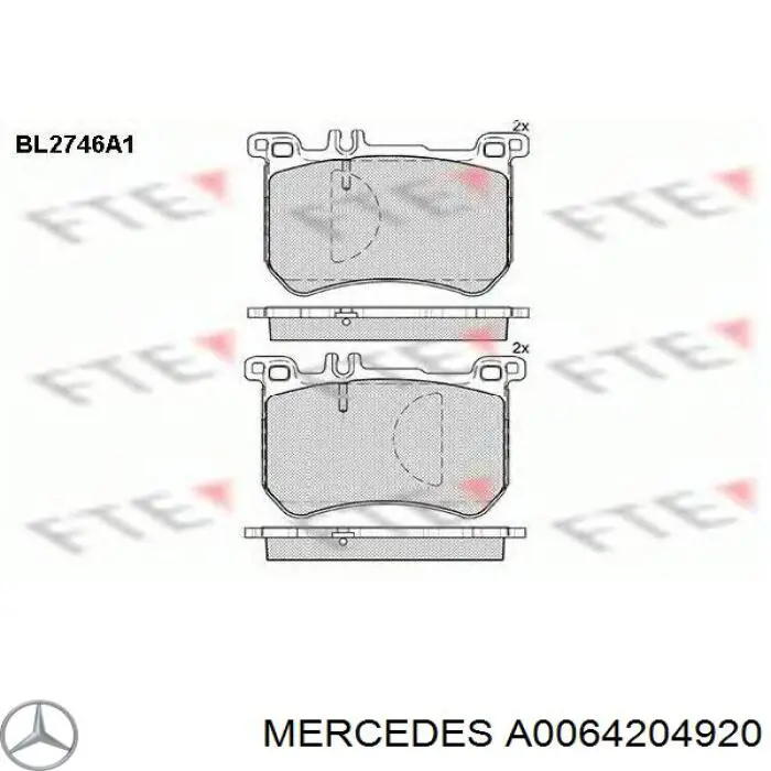 Передні тормозні колодки A0064204920 Mercedes