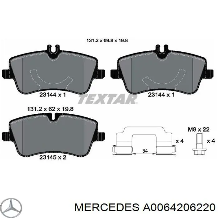 Гальмівні колодки Mercedes A0064206220 ціна, від 23.41 USD