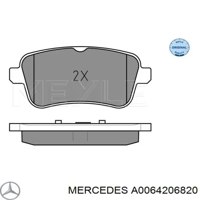 A0064206820 Mercedes Колодки гальмівні задні, дискові