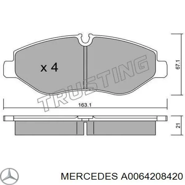 Передні тормозні колодки A0064208420 Mercedes