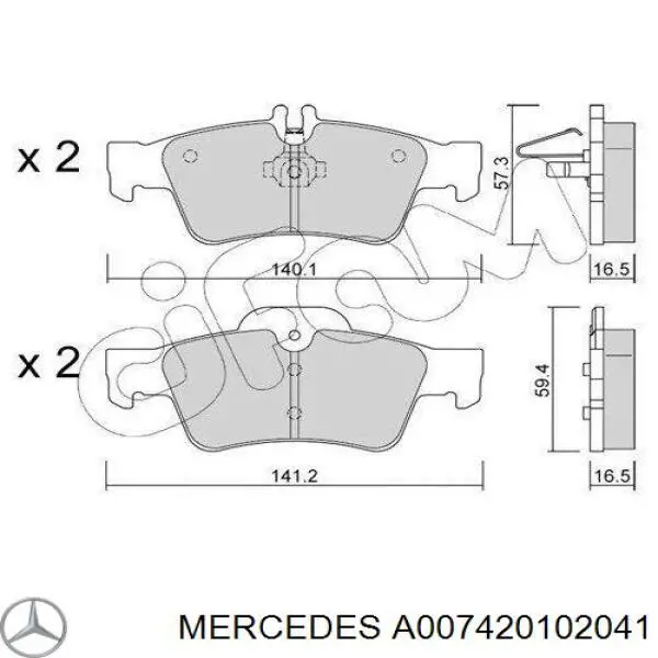 A007420102041 Mercedes колодки гальмові задні, дискові