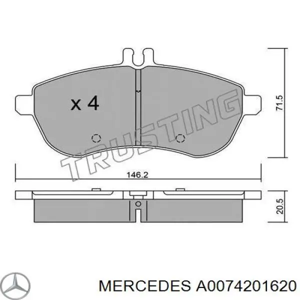 Передні тормозні колодки A0074201620 Mercedes
