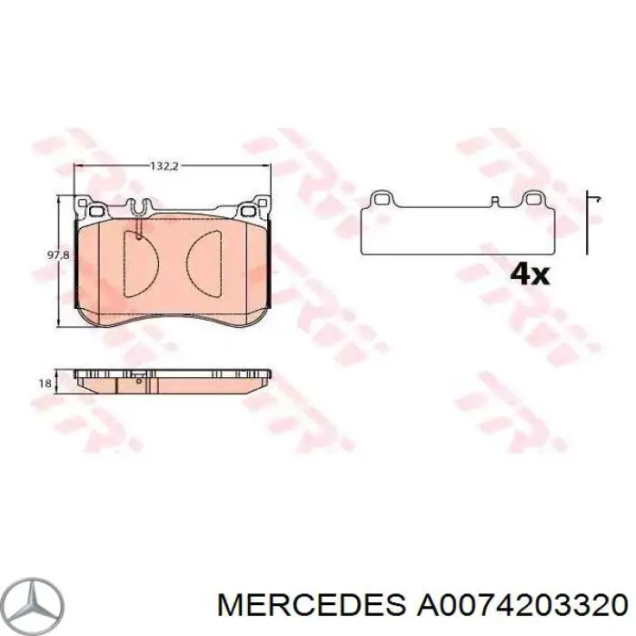 Передні тормозні колодки A0074203320 Mercedes