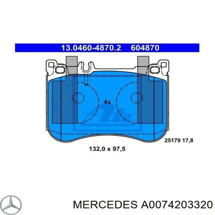 Колодки гальмівні передні, дискові A0074203320 Mercedes