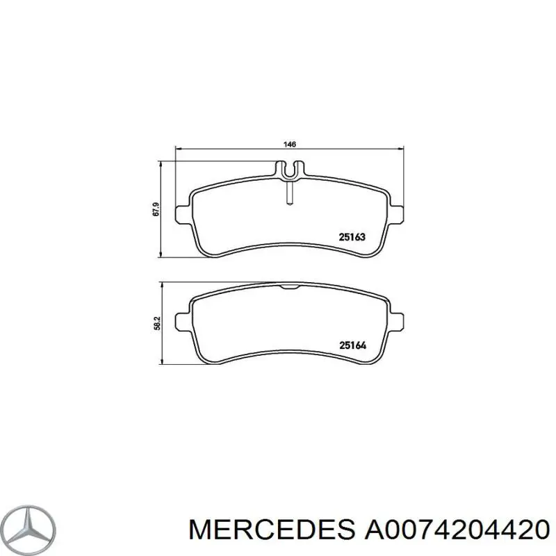 Задні гальмівні колодки A0074204420 Mercedes