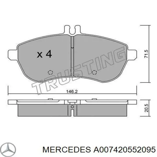 Тормозні колодки Mercedes A007420552095
