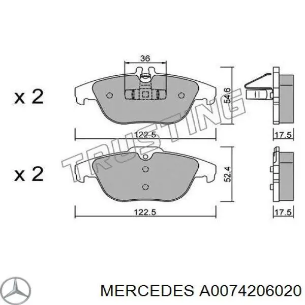 Задні гальмівні колодки Mercedes A0074206020 ціна, від 31.19 USD