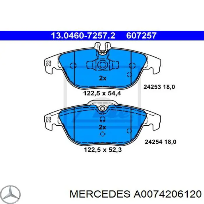 Колодки гальмові задні, дискові A0074206120 Mercedes