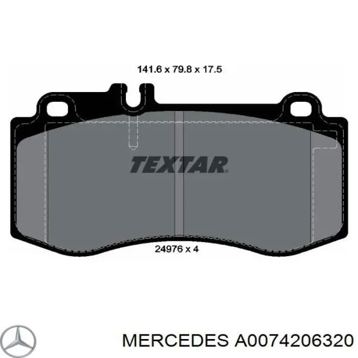 Гальмівні колодки Mercedes A0074206320 ціна, від 54.91 USD