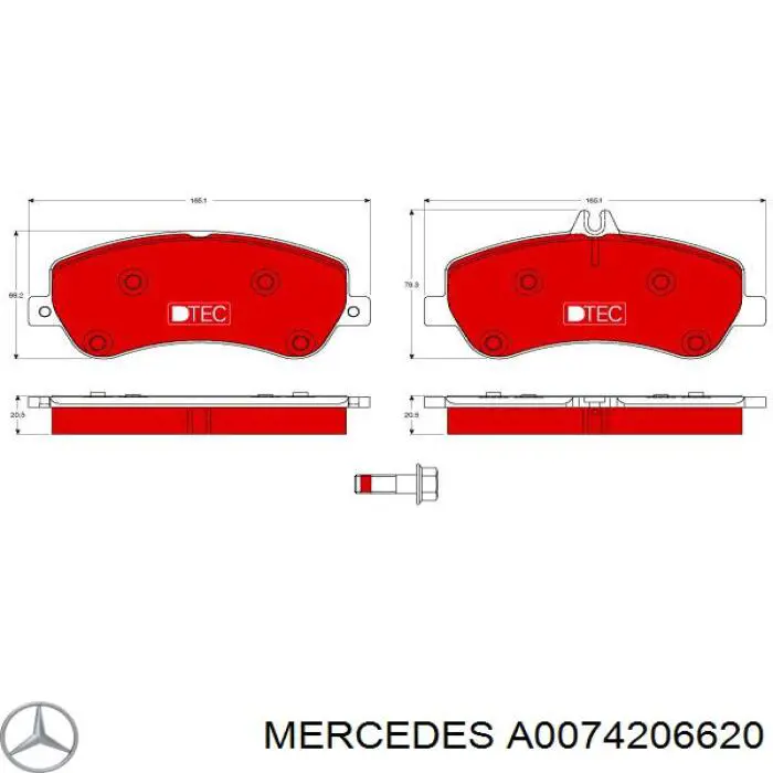 Гальмівні колодки Mercedes A0074206620 ціна, від 63.34 USD