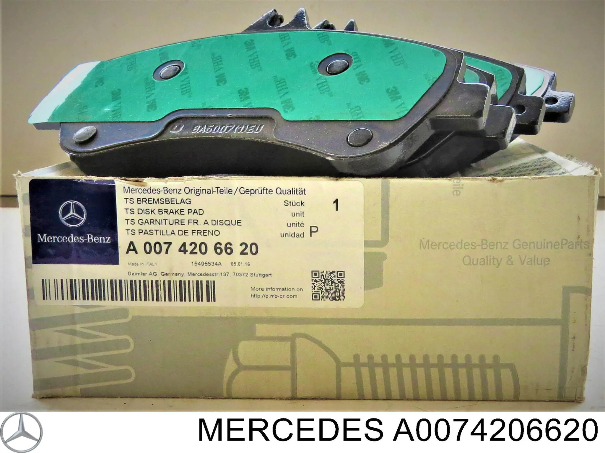 A0074206620 Mercedes колодки гальмівні передні, дискові