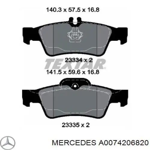 Задні гальмівні колодки Mercedes A0074206820 ціна, від 30.51 USD