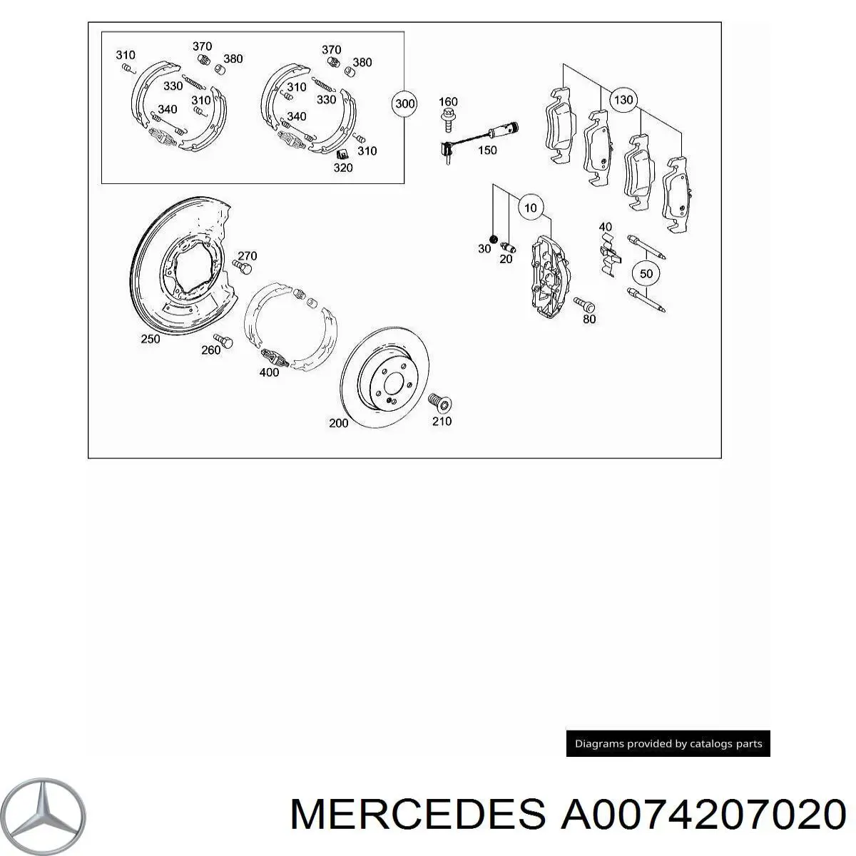 Гальмівні колодки Mercedes A0074207020 ціна, від 39.90 USD