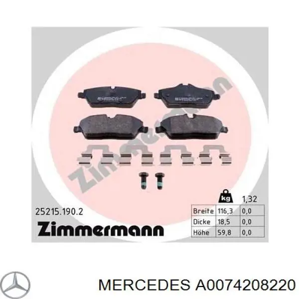 Задні гальмівні колодки Mercedes A0074208220 ціна, від 68.95 USD