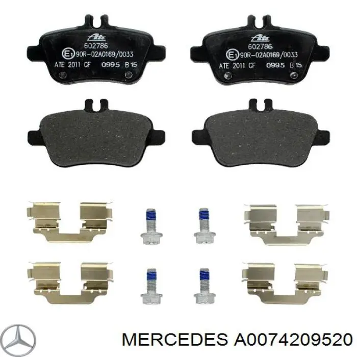 A0074209520 Mercedes Колодки гальмівні задні, дискові
