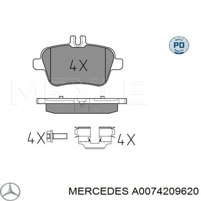 Задні гальмівні колодки Mercedes A0074209620 ціна, від 53.35 USD