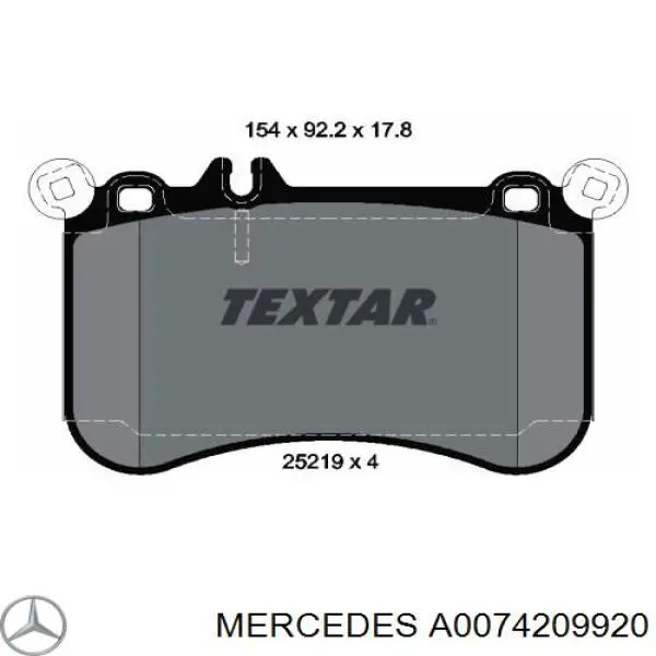 A0074209920 Mercedes Передні гальмівні колодки