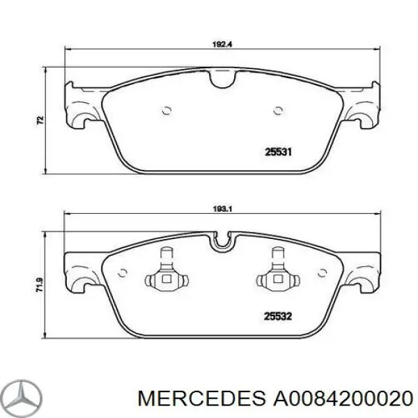 Гальмівні колодки Mercedes A0084200020 ціна, від 124.69 USD