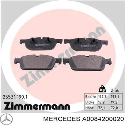 74200920 Mercedes Передні гальмівні колодки