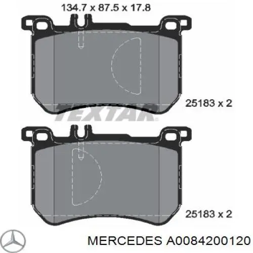 Гальмівні колодки Mercedes A0084200120 ціна, від 85.39 USD