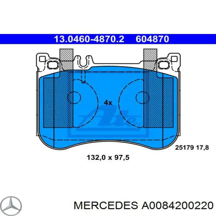Купити A0084200220 Mercedes Колодки гальмівні передні, дискові