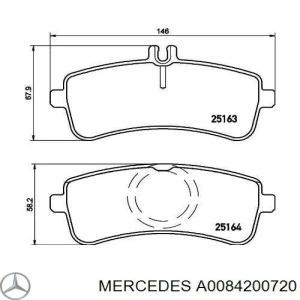 Колодки гальмові задні, дискові A0084200720 Mercedes