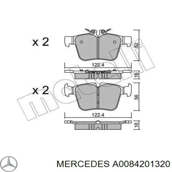 Задні дискові колодки Mercedes A0084201320