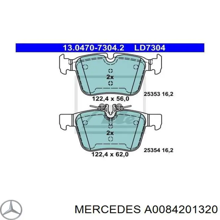 A0084201320 Mercedes Колодки гальмівні задні, дискові