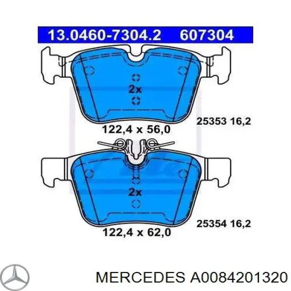 A0084201320 Mercedes Колодки гальмівні задні, дискові