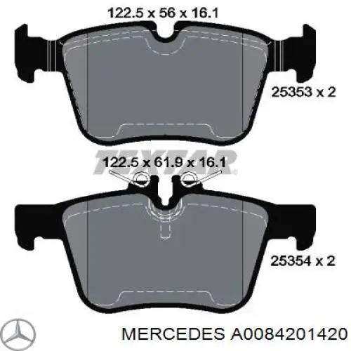 Купити A0084201420 Mercedes Задні колодки