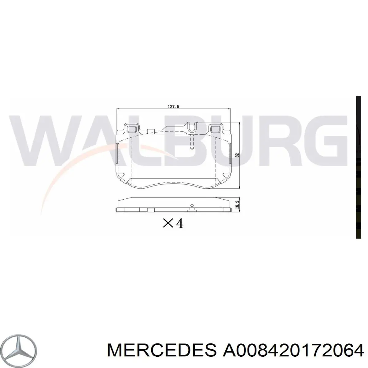 A008420172064 Mercedes колодки гальмівні передні, дискові
