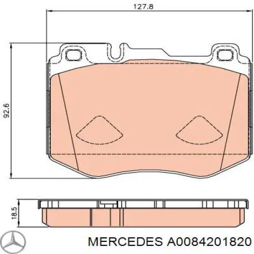 A0084201820 Mercedes колодки гальмівні передні, дискові