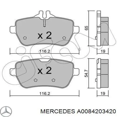 Задні гальмівні колодки A0084203420 Mercedes