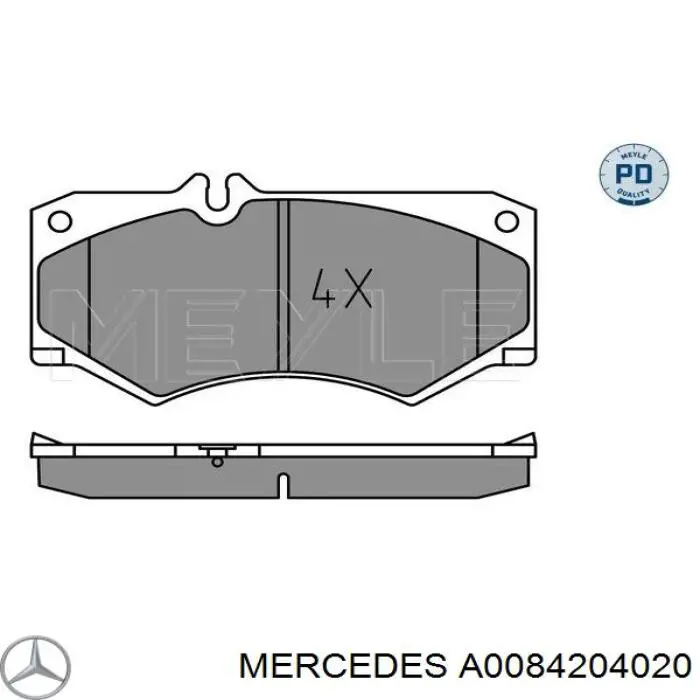 A0084204020 Mercedes колодки гальмівні передні, дискові