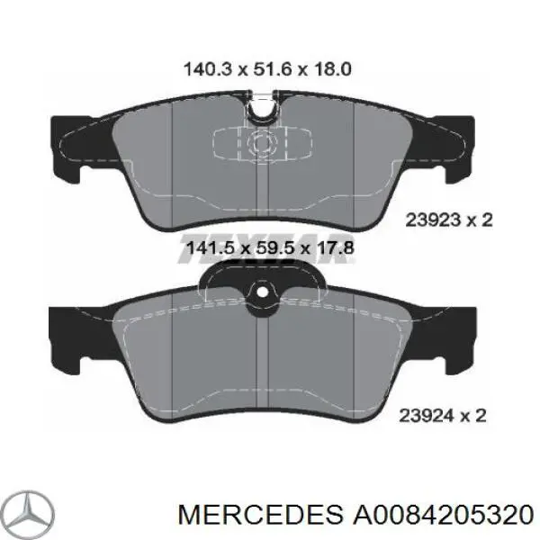 A0084205320 Mercedes колодки гальмові задні, дискові