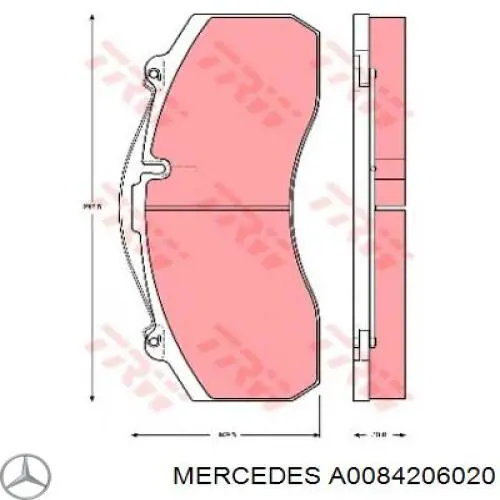 Передні тормозні колодки A0084206020 Mercedes
