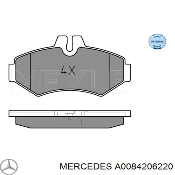 A0084206220 Mercedes колодки гальмові задні, дискові