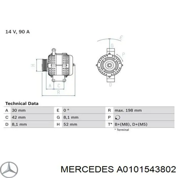 A0101543802 Mercedes Авто генератор