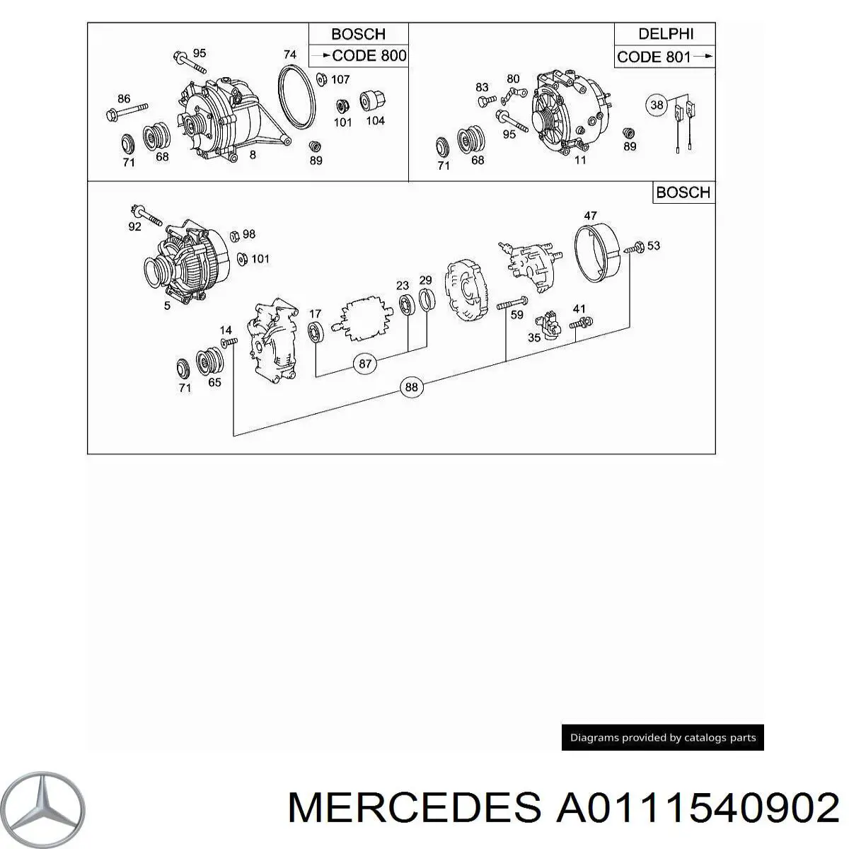 Генератор Mercedes A0111540902 ціна, від 166.11 USD