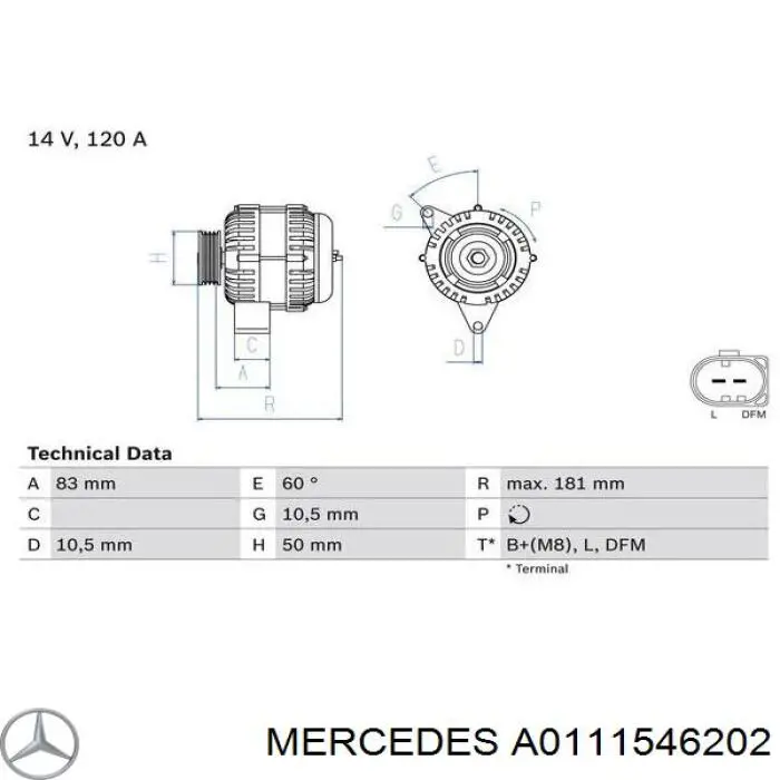 Генератор A0111546202 Mercedes