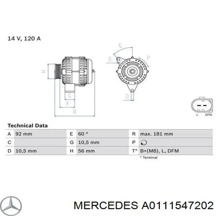 Генератор Mercedes A0111547202 ціна, від 117.29 USD