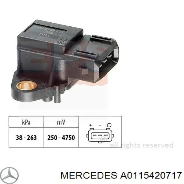 A0115420717 Mercedes датчик тиску у впускному колекторі, map