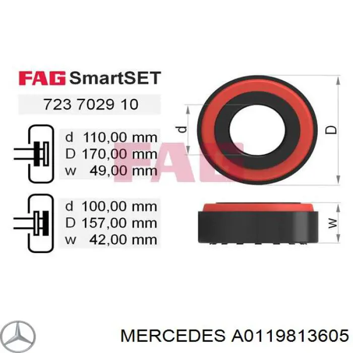 A0119813605 Mercedes Підшипник ступиці задньої